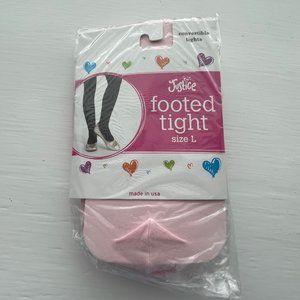 New Justice Footed Convertible Pink Ballet Dance Tights Size Large